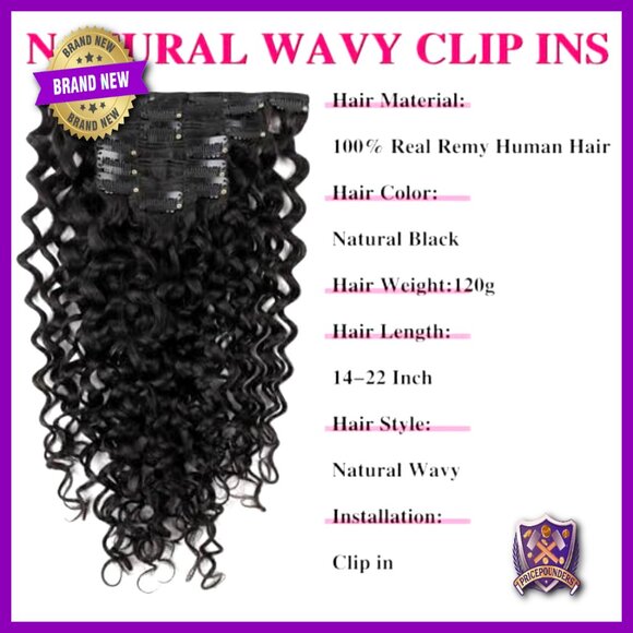 Natural Wavy Clip-In Human Hair Extensions 14 Inch 120g Double Weft main image 6